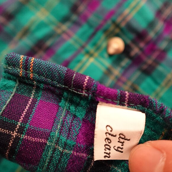 Pendleton Sir Pendleton Virgin Wool Shirt Men’s Large Green Purple Plaid USA - Picture 9 of 9